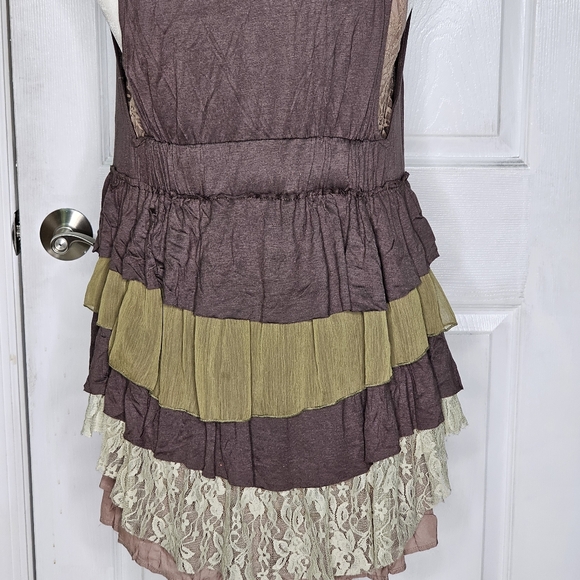 Buckle Brand Vest Brown Pink Lace Ruffles Medium - Picture 5 of 14